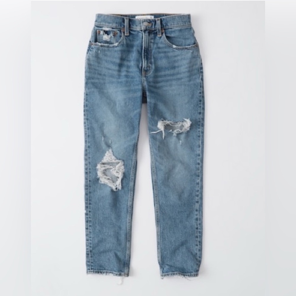 Abercrombie & Fitch High-Rise Distressed Light Blue Jeans